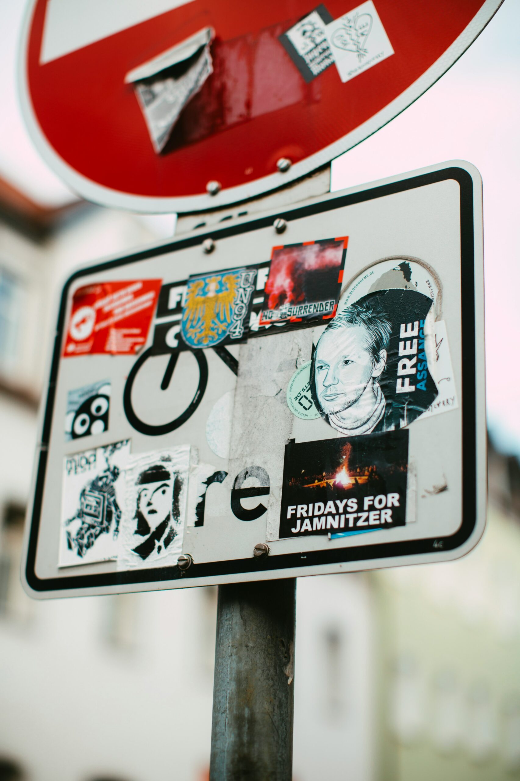 white and red signage