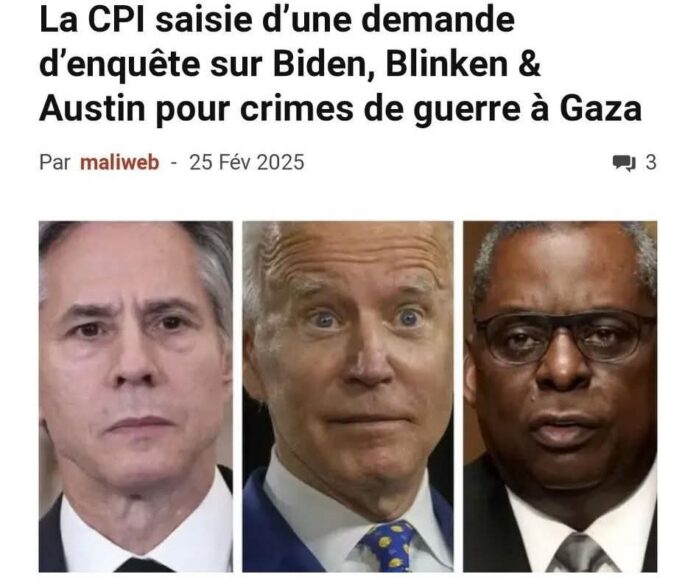 La Haye – Democracy for the Arab World Now (DAWN) a saisi la Cour pénale internationale (CPI) d’une demande historique, demandant l’ouverture d’une enquête sur l’ancien président américain Joe Biden, l’ancien secrétaire d’État Antony Blinken et l’ancien secrétaire à la Défense Lloyd Austin.