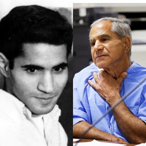 Sirhan Sirhan, emprisonné depuis Juin 1968, à l’époque de l’assassinat et aujourd’hui. Il écrit : « Pendant de nombreuses années, j’ai accepté l’orthodoxie selon laquelle Sirhan était responsable. « Après tout, des dizaines de témoins oculaires dans la réserve de l’hôtel Ambassador l’ont vu tirer avec son arme à quelques mètres seulement devant mon père. » « Mais en 2016, Paul Schrade, un ami proche de mon père, m’a persuadé de lire le rapport d’autopsie du coroner du comté de Los Angeles, Thomas Noguchi, d’écouter des enregistrements audio et d’examiner d’autres preuves indiquant que Sirhan ne pouvait pas être le meurtrier. ». – San Francisco Chronicle – 2021 Kennedy a poursuivi en disant que Sirhan avait tiré deux fois sur Kennedy, un sénateur new-yorkais débutant qui se présentait comme démocrate en 1968, et que l’une des balles avait atteint Schrade à la tête. L’autre balle a touché un montant de porte. Il a ensuite tiré d’autres coups de feu, touchant plusieurs autres passants, selon Kennedy Jr. Cependant, aucune de ces balles n’a touché son père, a déclaré Kennedy Jr., laissant planer la théorie selon laquelle les quatre tirs qui ont atteint son père « provenaient de quelques centimètres, deux d’entre eux ayant laissé des résidus de poudre dans les blessures, ce qui suggère que l’assassin se tenait près de mon père, protégeant son arme avec son corps pendant que toute l’attention se concentrait sur Sirhan ».