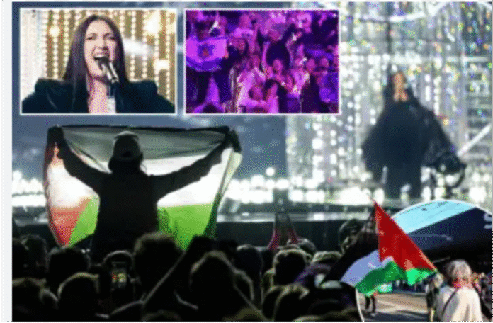 On peut entendre l’un des manifestants crier « Libérez la Palestine » dans une vidéo publiée sur les réseaux sociaux par Youth Demand lors de la manifestation. Un membre du public israélien a raconté : « C'était une situation stressante. Un groupe d'entre nous se tenait debout avec des drapeaux israéliens, acclamant Yuval. « Juste après qu'elle ait commencé à chanter, deux personnes - un homme énorme et une femme - se sont précipitées vers nous et ont jeté de la peinture en criant « Libérez la Palestine ». « La sécurité a réagi rapidement, les a recouverts d'un drapeau et les a escortés hors du lieu.