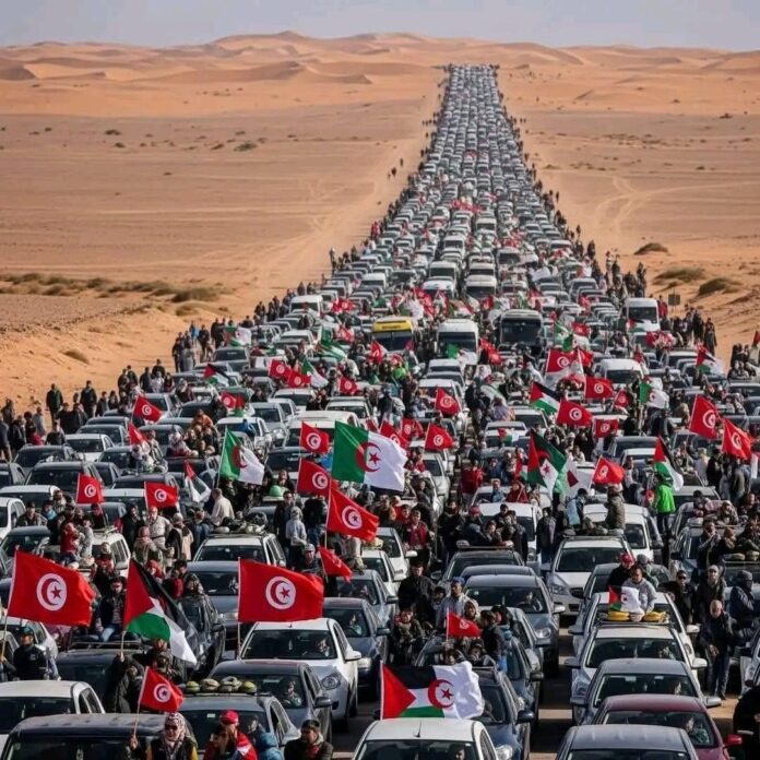 300 véhicules, plus de 7000 volontaires... De l’Algérie à Gaza, en passant par la Tunisie et la Libye, un convoi terrestre en soutien au peuple palestinien est en route pour “briser le blocus israélien” sur l’enclave.