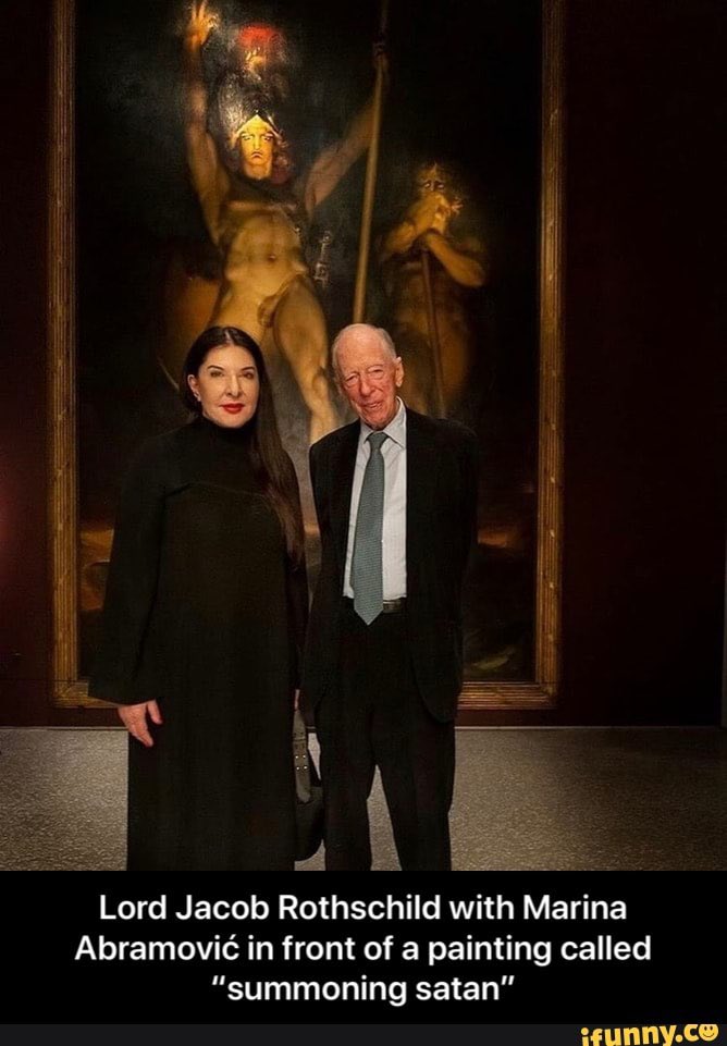 Il ne reste que quelques pays sans banque centrale contrôlée par les Rothschild : la Corée du Nord, l’Iran, Cuba, la Syrie. « Nous remontons à l’époque de Nimrod. » C’est ce qu’a déclaré Lord Jacob Rothschild lui-même. Sur cette photo, on voit la célèbre sataniste Marina Abramovich avec Lord Jacob Rothschild devant un tableau intitulé « Satan invoquant ses légions ». La lignée saturnienne est toujours vivante. —- PDF / Livre : (utilisez le code « FLASH » pour bénéficier de 35 % de réduction sur tous les livres) https :// revivalofwisdom.com/products/book-of-wisdom-pdf-english?sca_ref=5249269.iyWoQkV9md&sca_source=X