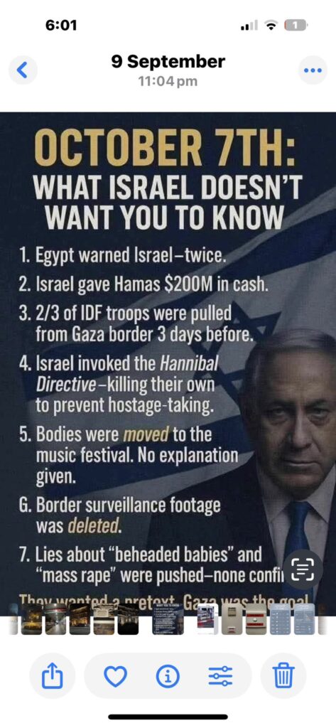 BREAKING: Le clip qui a fait tuer Charlie Kirk - Il s’est demandé s’il y avait un ordre de retrait / False Flag le 7 octobre… Now He’s Gone L’establishment détestait qu’il dise cela à haute voix. Le 7 octobre 2023 – le jour même où le Hamas a lancé son attaque massive et « surprise » contre le festival de musique Supernova – Charlie a publiquement remis en question l’histoire officielle. Il a osé demander ce que personne dans les médias grand public ne ferait : 'Israël est l’un des pays les plus surveillés de la planète. Je suis allé à la frontière de Gaza. Vous ne pouvez pas marcher 10 pieds sans tomber sur un soldat de Tsahal. Tout le pays est une forteresse. Et pourtant, d’une manière ou d’une autre, des centaines de militants du Hamas ont percé sans avertissement ? Vraiment? Y avait-il un ORDRE DE RETRAIT ? Charlie ne s’est pas arrêté là. Il a souligné qu’au cours des neuf mois qui ont précédé l’attaque, Israël était au bord de la guerre civile à cause de la réforme judiciaire de Netanyahu. Des centaines de milliers d’Israéliens manifestaient. Le gouvernement de Netanyahu ne tenait qu’à un fil. Mais après le 7 octobre ? Les protestations ont disparu. Netanyahou a obtenu un gouvernement d’urgence. Il reçut un mandat pour faire la guerre. Charlie n’a jamais dit que « Netanyahu savait » – mais il a dit que des questions devaient être posées. Et maintenant? Il est mort. Ils sont désespérés d’effacer ce clip parce qu’il fait un trou dans le récit. Ce n’était pas « juste un massacre aléatoire ». C’était le catalyseur parfait pour Netanyahu d’écraser la dissidence, de lancer une invasion à grande échelle de Gaza et de relancer la politique israélienne du jour au lendemain. C’est pourquoi ils craignent ceux qui disent la vérité. C’est pourquoi ils salissent et réduisent au silence quiconque remet en question la version officielle. Regardez le clip. Partagez-le. Archivez-le. Parce qu’une fois que vous l’aurez vu, vous comprendrez exactement pourquoi Charlie Kirk a dû partir.