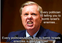 Lindsey Graham,le porte parole du lobbys sionistes Soit payés par les Juifs, soit victimes de chantage de la part des Juifs. Les Juifs ont un dossier sur chaque complice au Congrès. Ils ont eu le président Johnson pour avoir abusé sexuellement d'un adolescent noir. Il a adopté le garçon pour le faire taire. Arrêtez. Lindsey Graham veut tout bombarder partout, quoi qu'il arrive. Vous le savez bien.