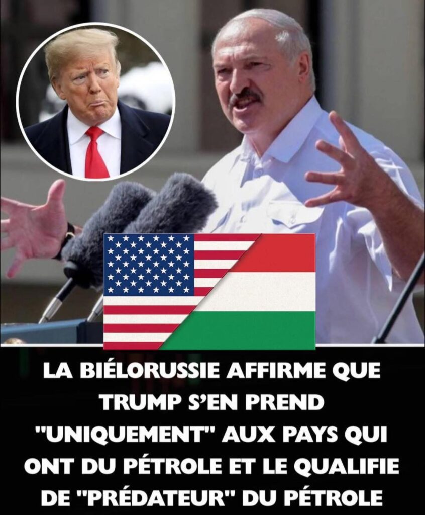Le président biélorusse Loukachenko affirme que Trump attaque les pays pour le pétrole, et c'est flagrant.🔸« Je ne fais pas l'éloge de Trump et je ne le soutiens pas, je veux simplement que vous ouvriez les yeux et que vous compreniez enfin comment le monde évolue. Groenland, Canada, Venezuela Quel cartel ? Quelles drogues ? C'est du pétrole ! », a-t-il déclaré.