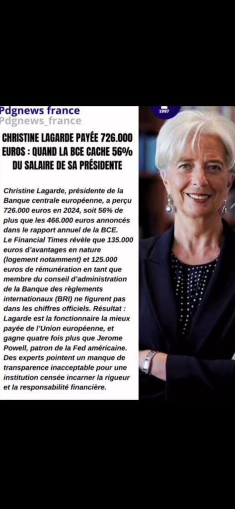142 000 € qui portent son revenu annuel à 740 000 € : Lagarde critiquée en interne pour un "double salaire" pourtant interdit par le règlement de la Banque centrale européenne