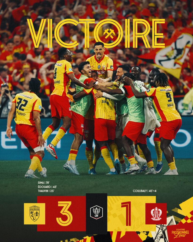 𝐀𝐩𝐫𝐞̀𝐬 𝟏𝟐𝟎 𝐚𝐧𝐬 𝐝'𝐚𝐭𝐭𝐞𝐧𝐭𝐞... 🏆Le Racing Club de Lens remporte la première Coupe de France de son histoire !!!