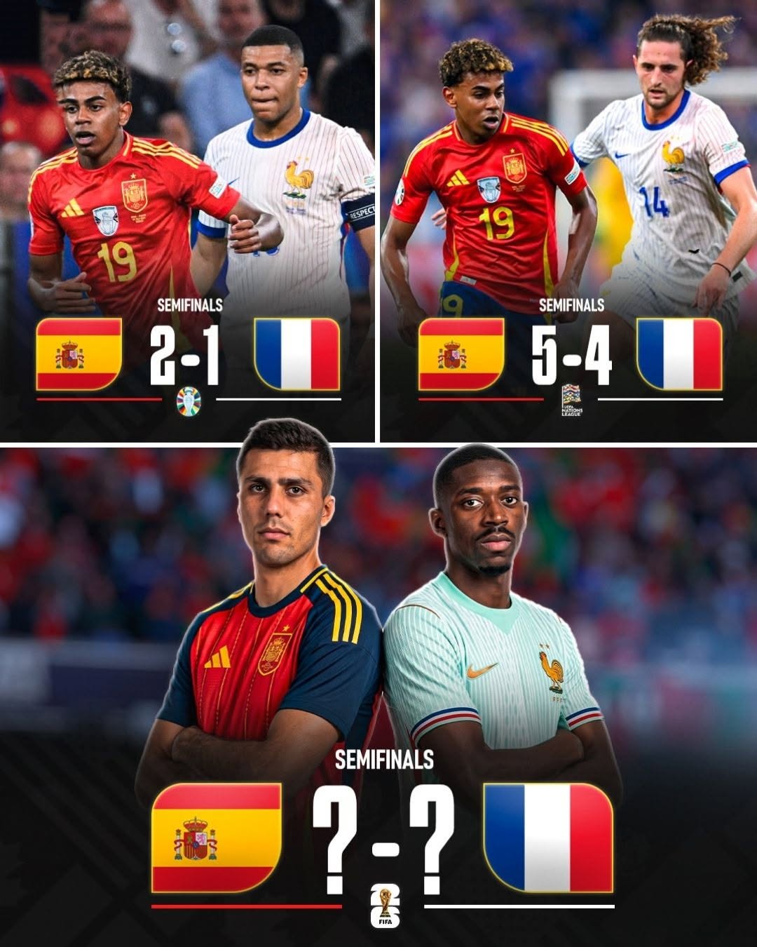 ÇA RECOMMENCE. LA REVANCHE EST LANCÉE.
La France et l’Espagne se retrouvent après la demi-finale dramatique de l’EURO 2024 et l’inoubliable affrontement de la Nations League de l’an dernier, avec 9 buts. Cette fois, une place en finale de la Coupe du Monde 2026 est en jeu.
Selon @Kalshi, la France est favorite avec 59 % de chances d’atteindre la finale.
L’Espagne tentera de prolonger sa domination récente, tandis que les Bleus cherchent à se venger après que l’Espagne les ait éliminés de la dernière finale internationale.
Mardi 14 juillet.
Qui décroche sa place en finale de la Coupe du Monde 2026 ?
#france #spain #WorldCup2026
