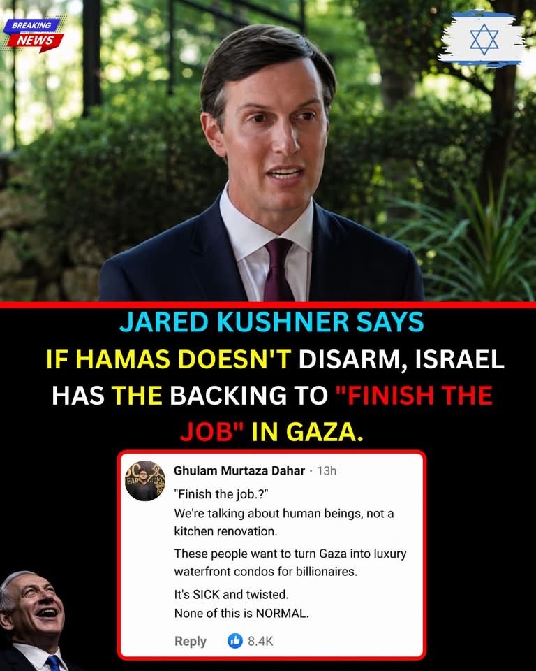 jared kouchner 'Israélien Jared Kushner, agent de la secte sioniste Chabad-Lubavitch, lance des ultimatums à la résistance palestinienne et donne le feu vert à Israël pour « aller jusqu'au bout ».