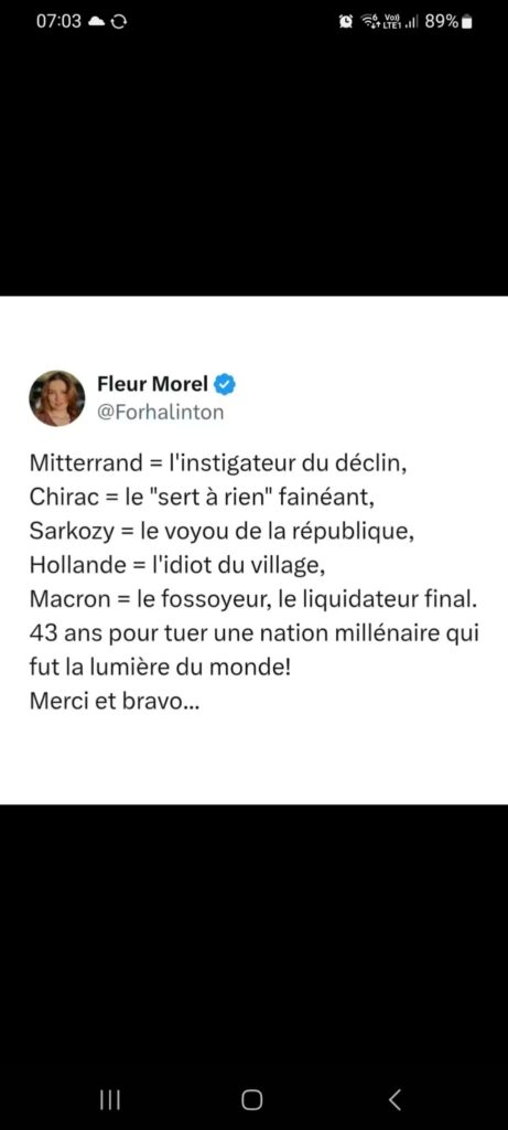 La fin d'un régime qui ne sait maintenir l'ordre et qui pourtant ne sait que frapper et fracasser.
Un pays est un système. Quand quelques rouages essentiels se dérèglent, tout le reste finit par suivre.