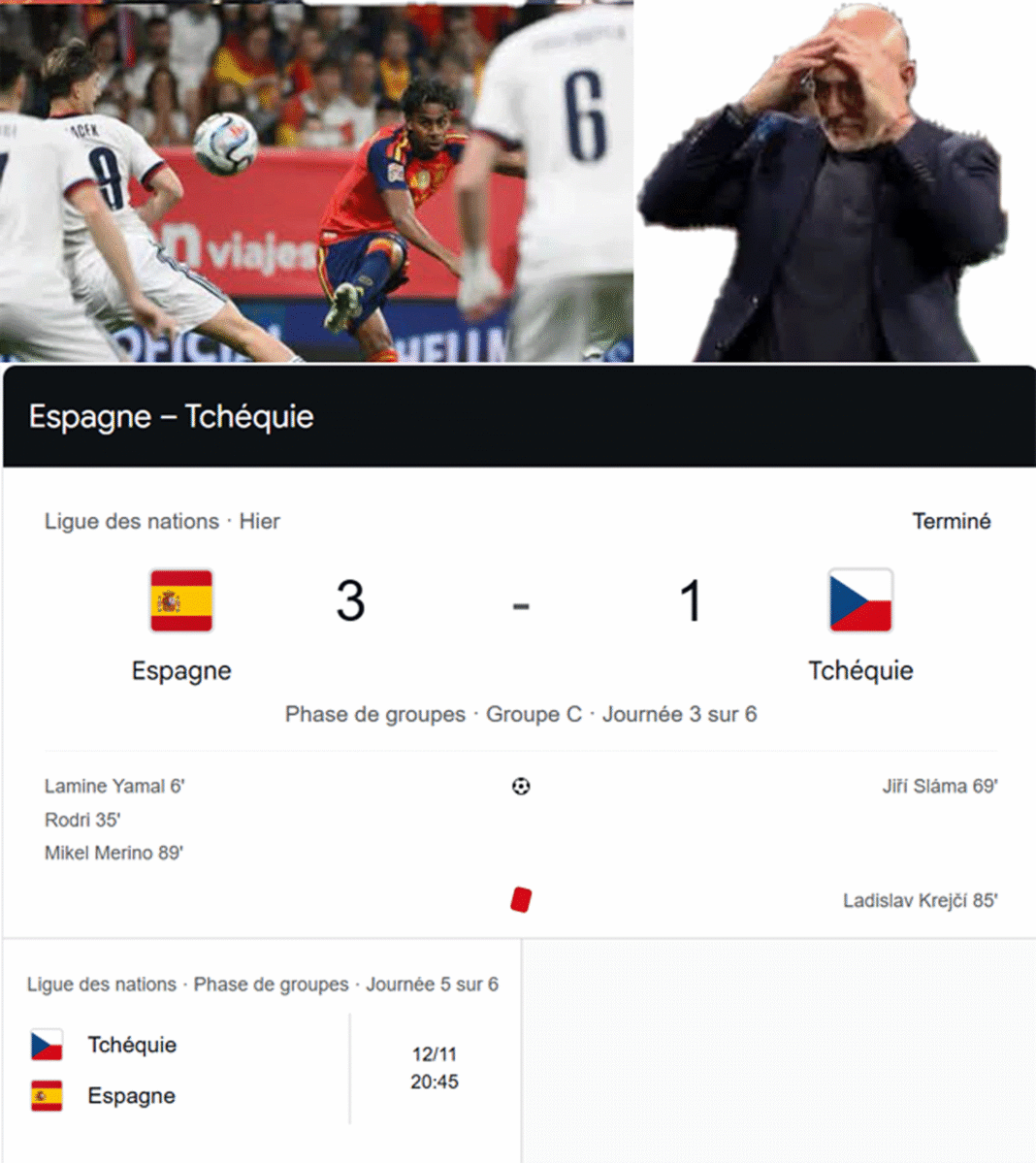 espagne tchequie 6 MINUTES ont suffi à Lamine Yamal pour ouvrir le score pour l’Espagne face à la République tchèque 🇪🇸 La réaction du sélectionneur espagnol, Luis de la Fuente, en dit long.😅 Lamine mérite-t-il le Ballon d’Or ? 🤔